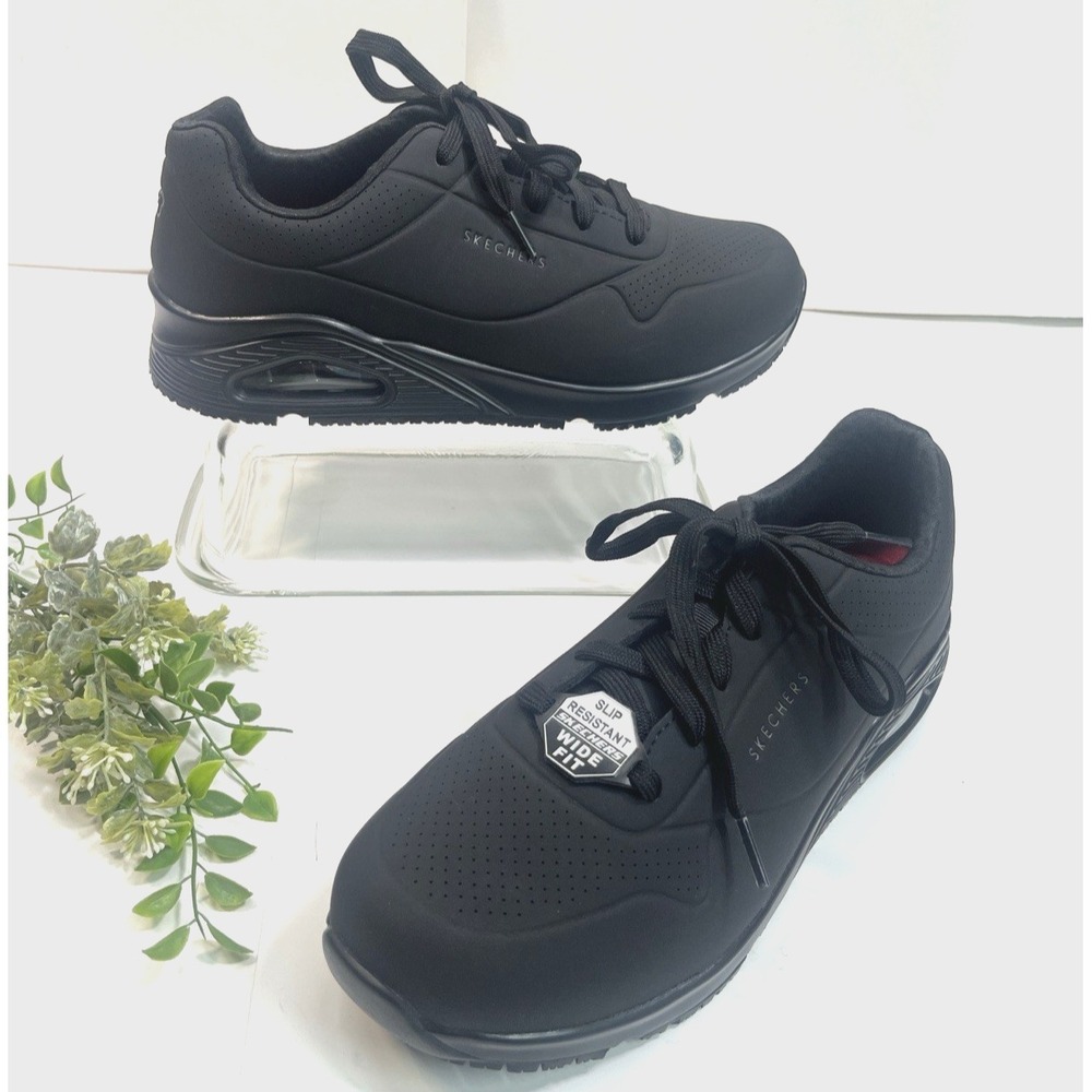 Skechers Womens Work Relaxed Fit UNO SR‎ Slip Resistant Black Shoes Size9 Wide